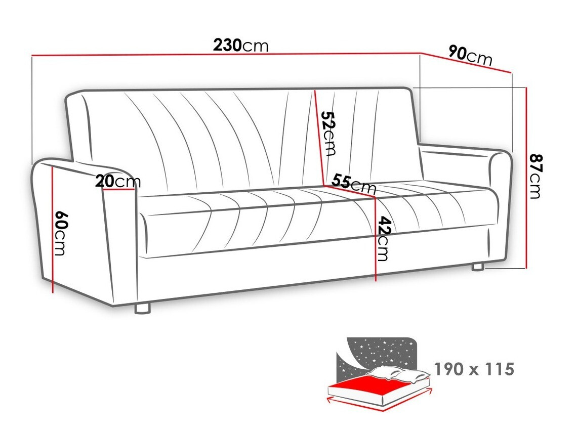 Sofa na razvlačenje Columbus 126 (Zanzibar 182)
