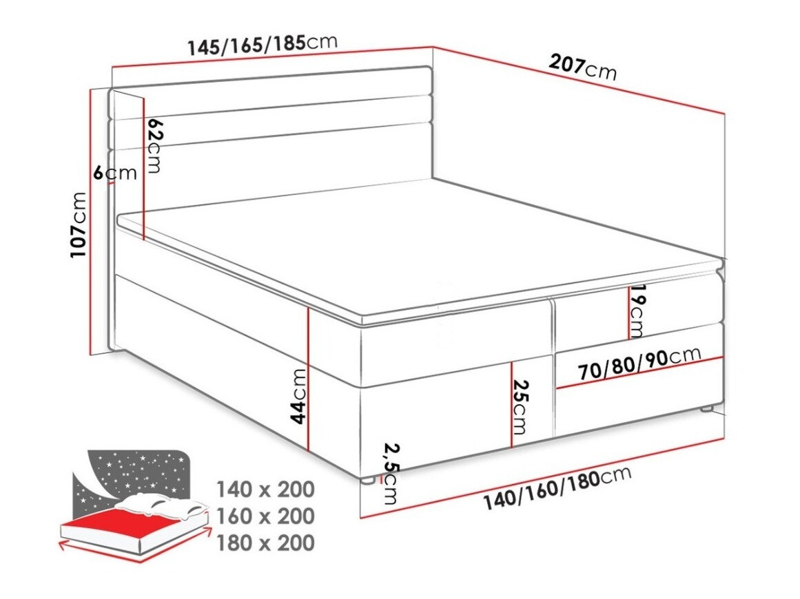 Boxspring krevet Memphis 101 (Lawa 05 + Soft 011)