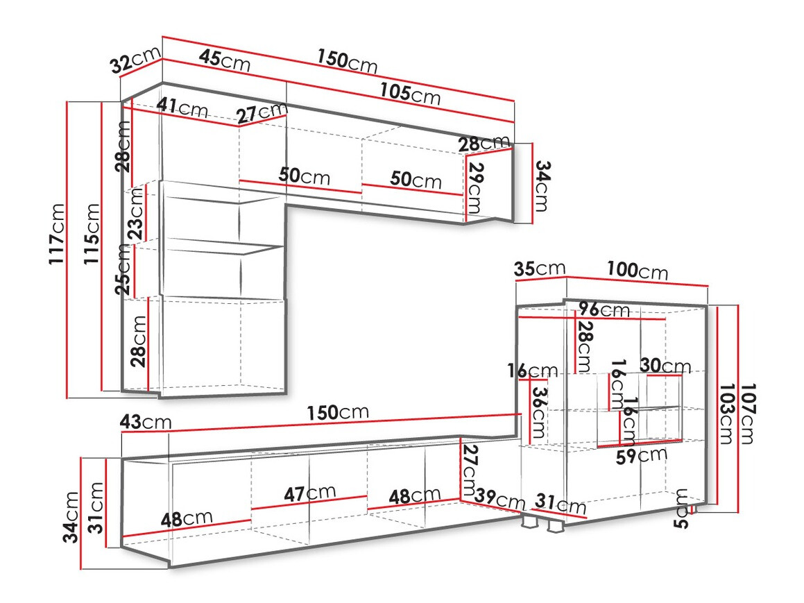 Set za dnevnu sobu Tivdalu 107 (Zlatni hrast)