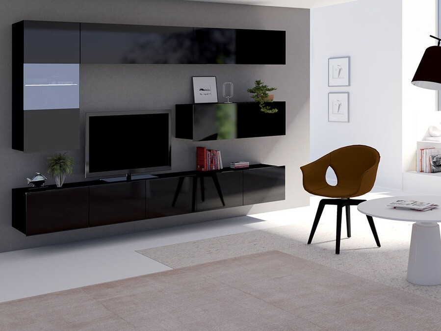 Set za dnevnu sobu Tivdalu 108 (Crno + Sjajno crna)