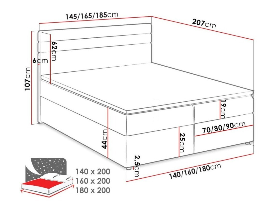 Boxspring krevet Memphis 101 (Lawa 06 + Soft 017)