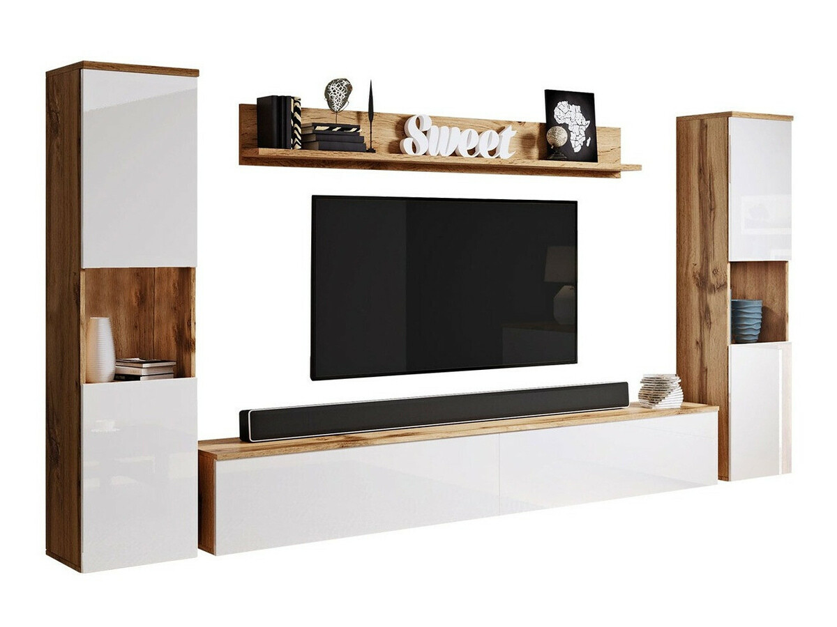 Set za dnevnu sobu Sarasota 131 (Hrast Votan + Sjajno belo)