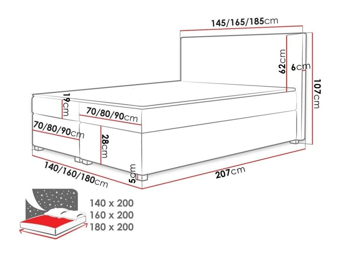 Boxspring krevet Memphis 102 (Rico 03)