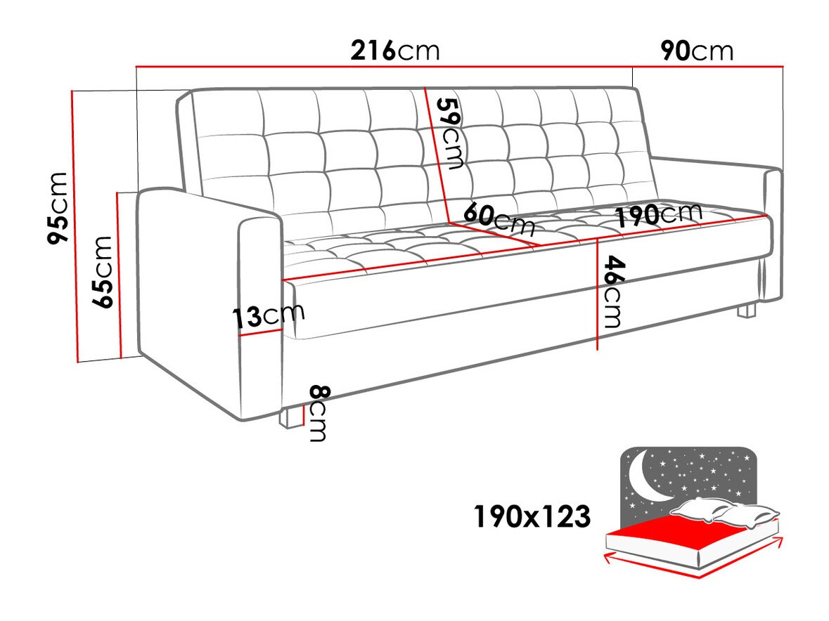 Sofa na razvlačenje Decatur 105 (Amor Velvet 4311)