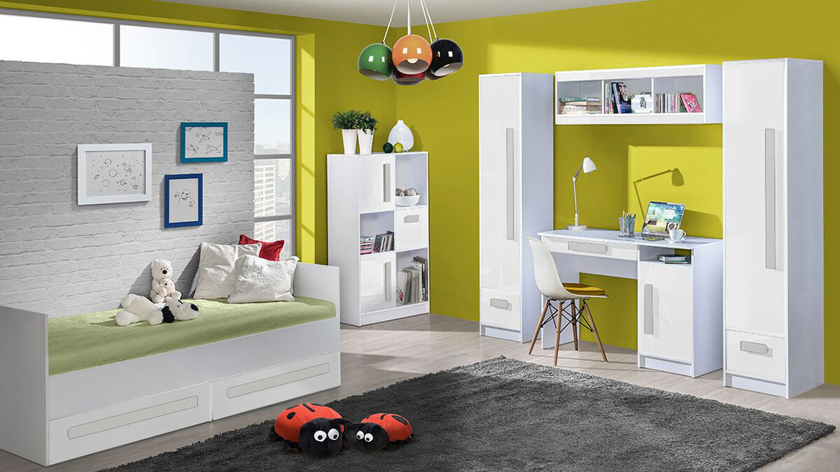 Krevet Merevari 102 (Belo + Sjajno belo + Sivo)