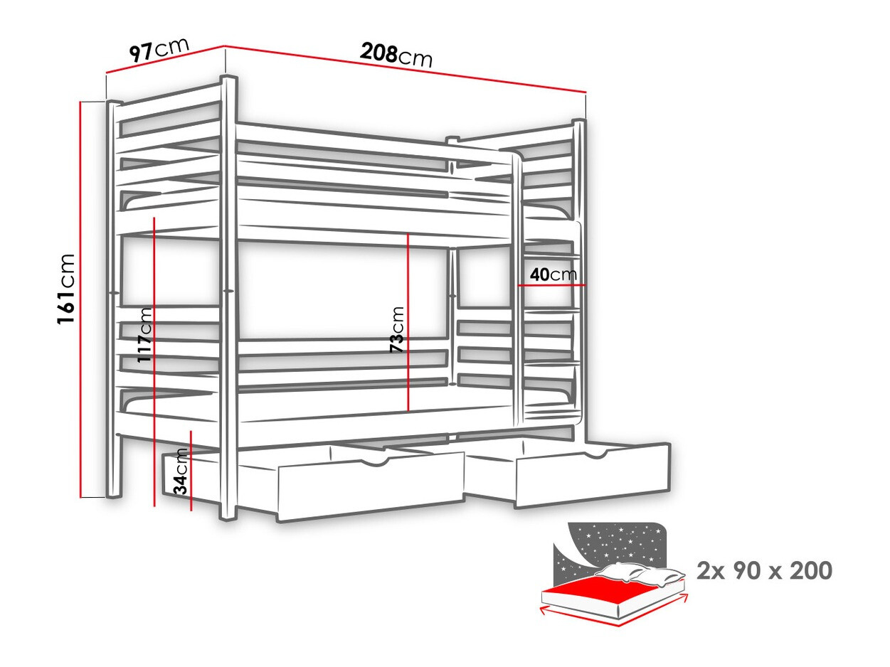 Krevet na sprat Vista 101 (Belo)