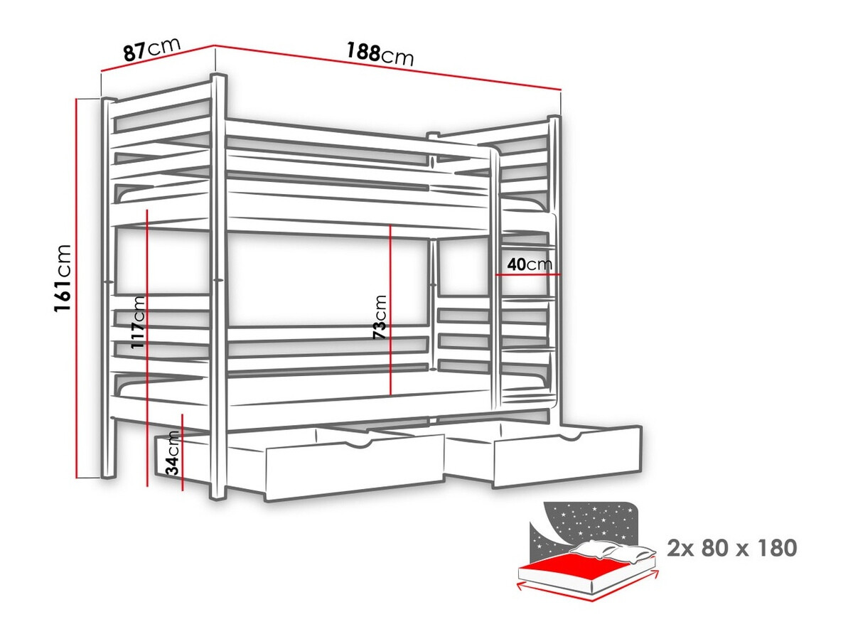 Krevet na sprat Vista 101 (Bor)