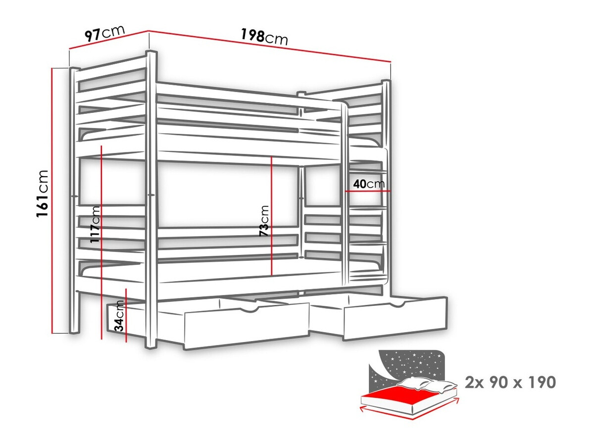 Krevet na sprat Vista 101 (Bor)