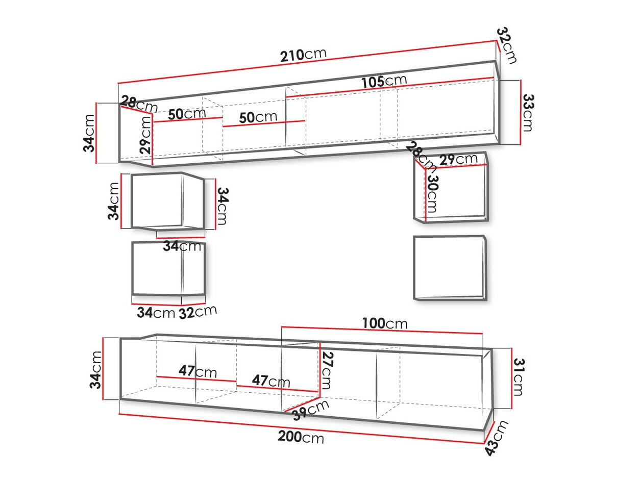 Set za dnevnu sobu Tivdalu 134 (Crno + Sjajno crna)