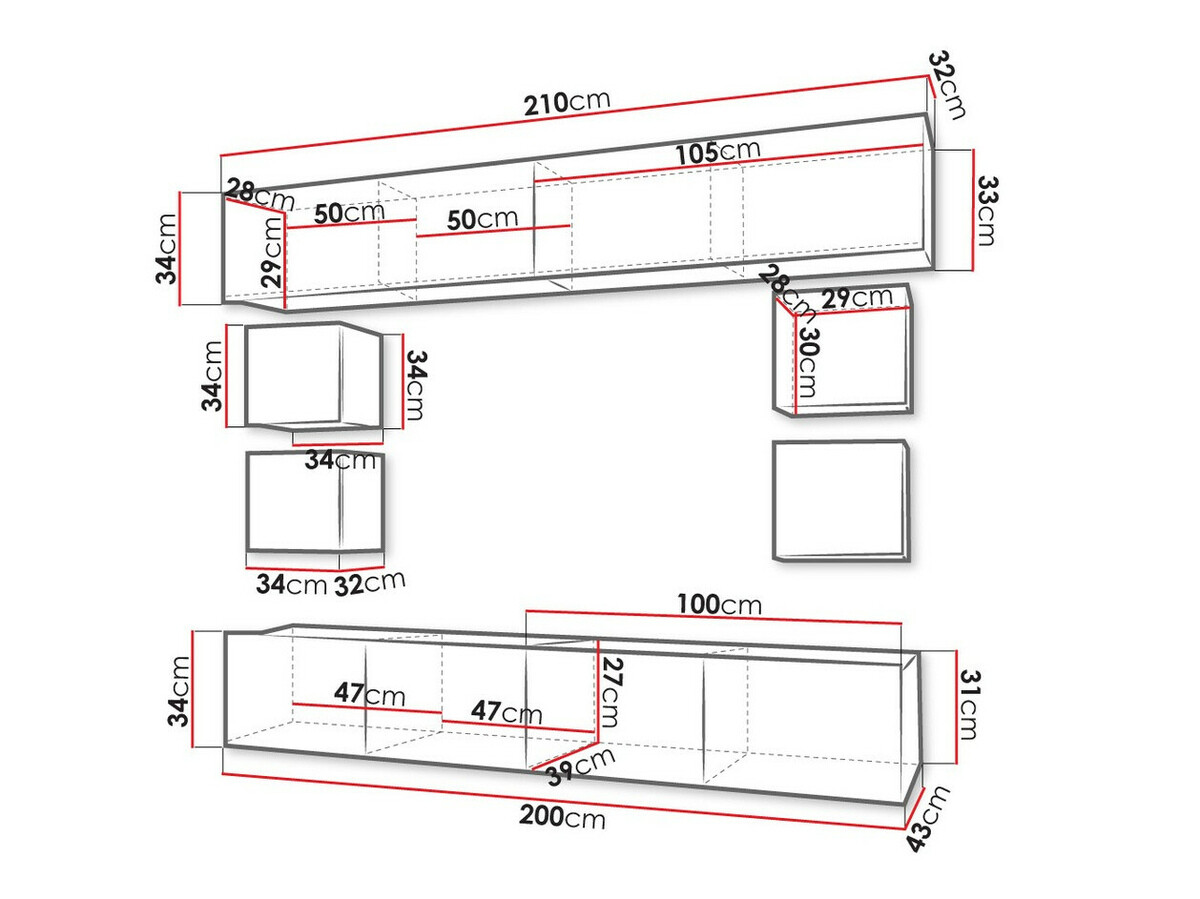 Set za dnevnu sobu Tivdalu 134 (Zlatni hrast + Belo + Sjajno belo)