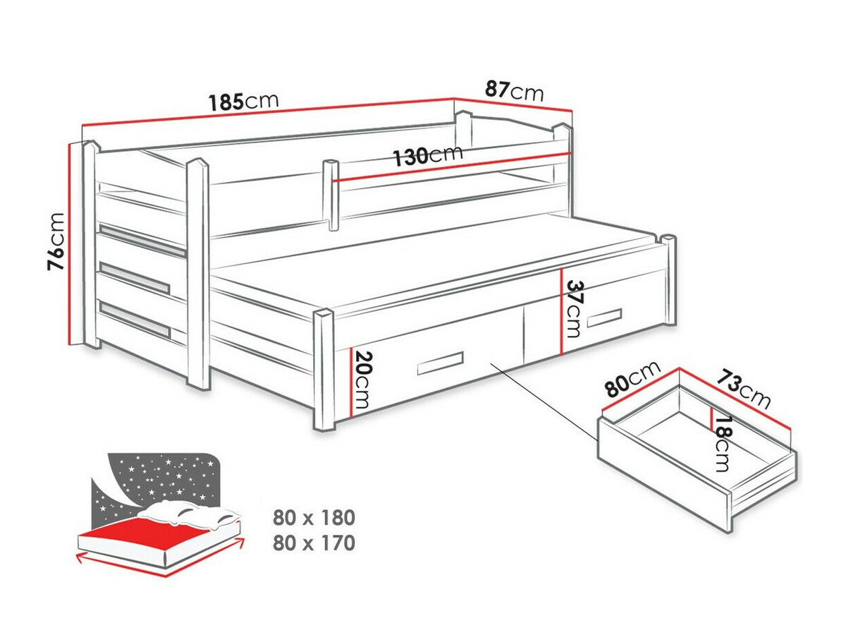 Krevet Henderson 139 (Belo + Zanatski hrast)
