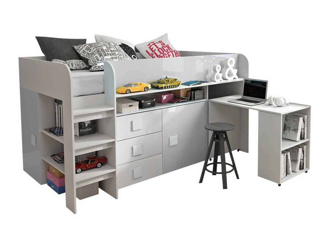 Krevet Hartford 190 (Belo + Sjajno belo)