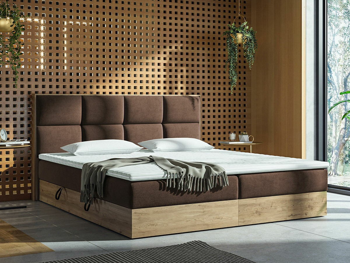 Boxspring krevet ComfiDream 165 (Zlatni hrast + Soro 28)