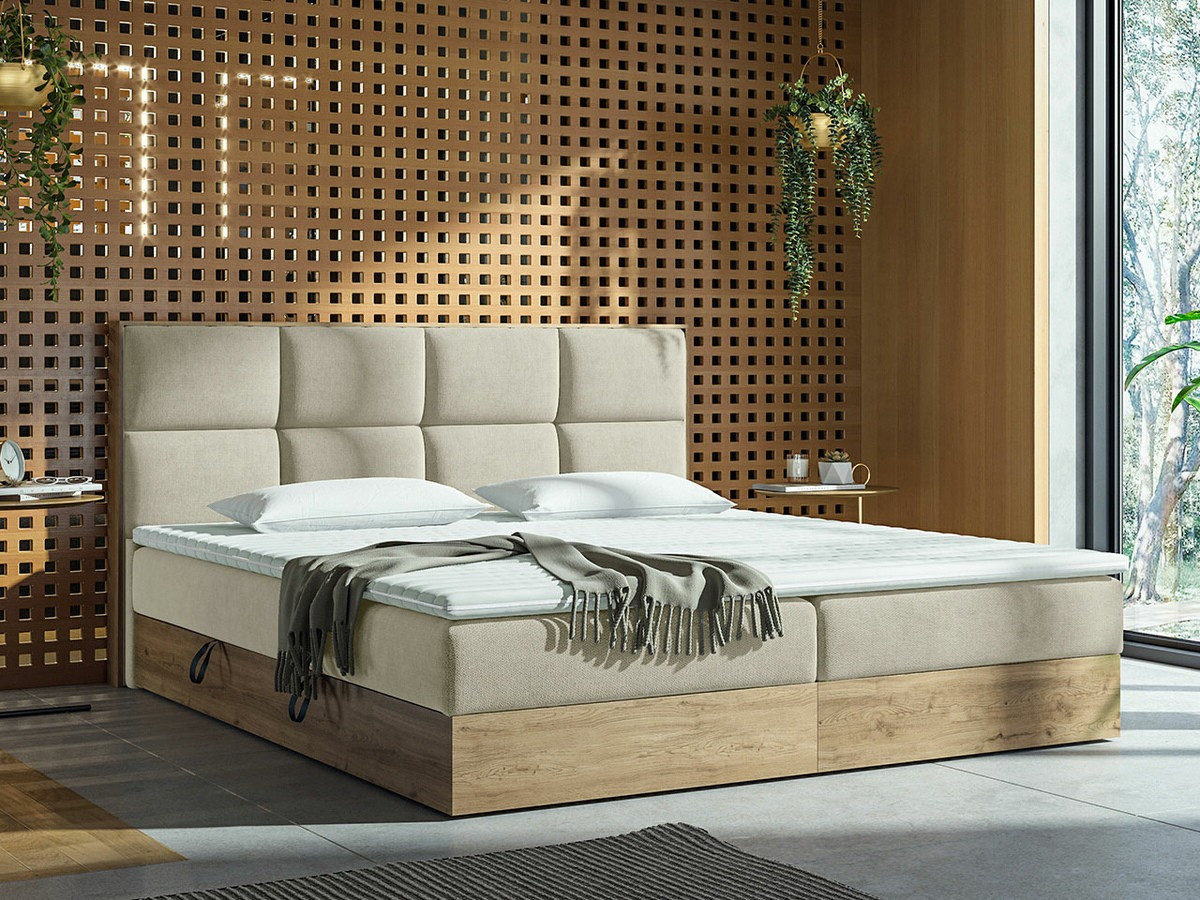 Boxspring krevet ComfiDream 165 (Zlatni hrast + Soro 21)