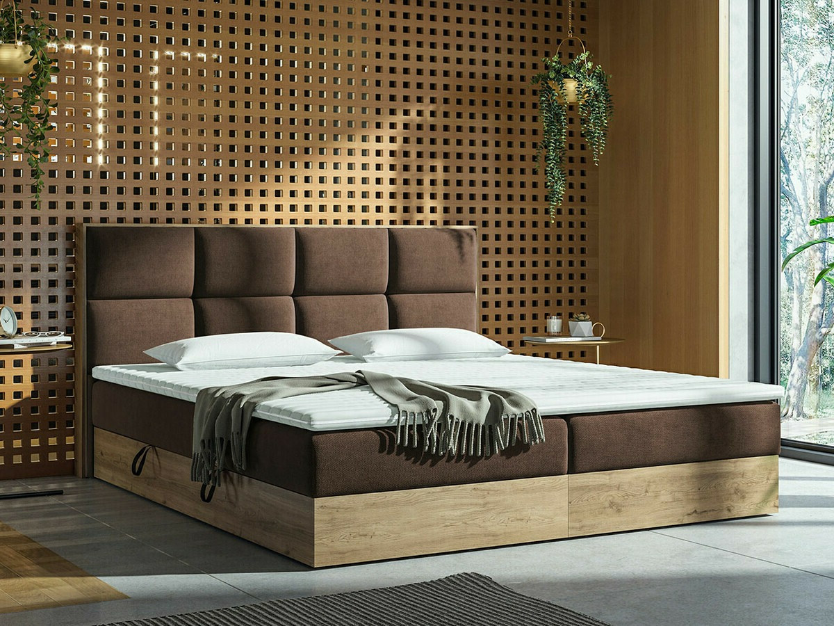 Boxspring krevet ComfiDream 165 (Zlatni hrast + Soro 28)