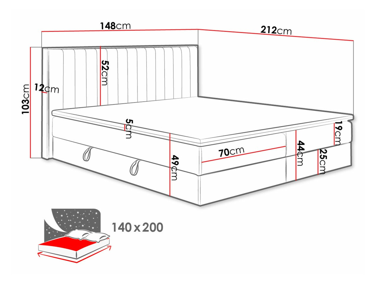 Boxspring krevet ComfiDream 166 (Zlatni hrast + Soro 100)
