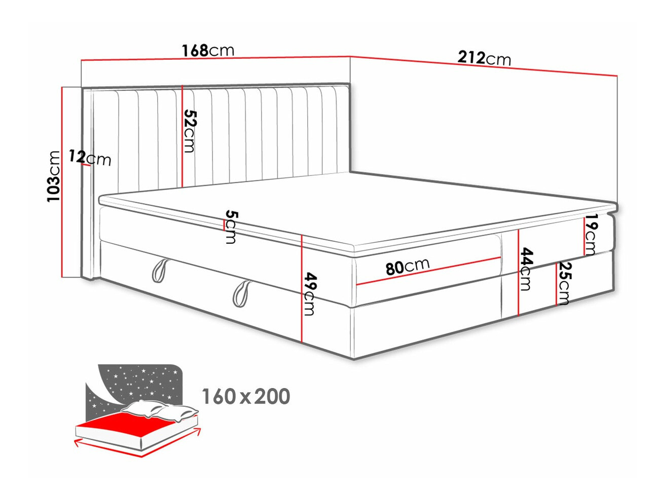 Boxspring krevet ComfiDream 166 (Zlatni hrast + Soro 21)