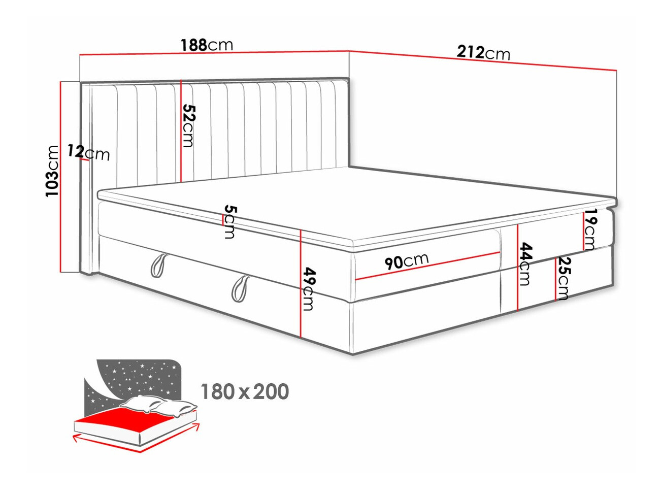 Boxspring krevet ComfiDream 166 (Zlatni hrast + Soro 21)