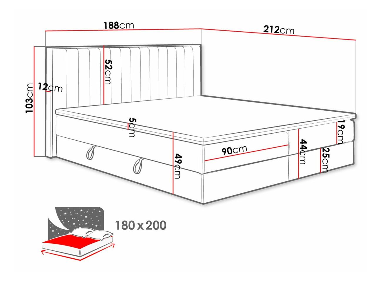 Boxspring krevet ComfiDream 166 (Zlatni hrast + Soro 90)