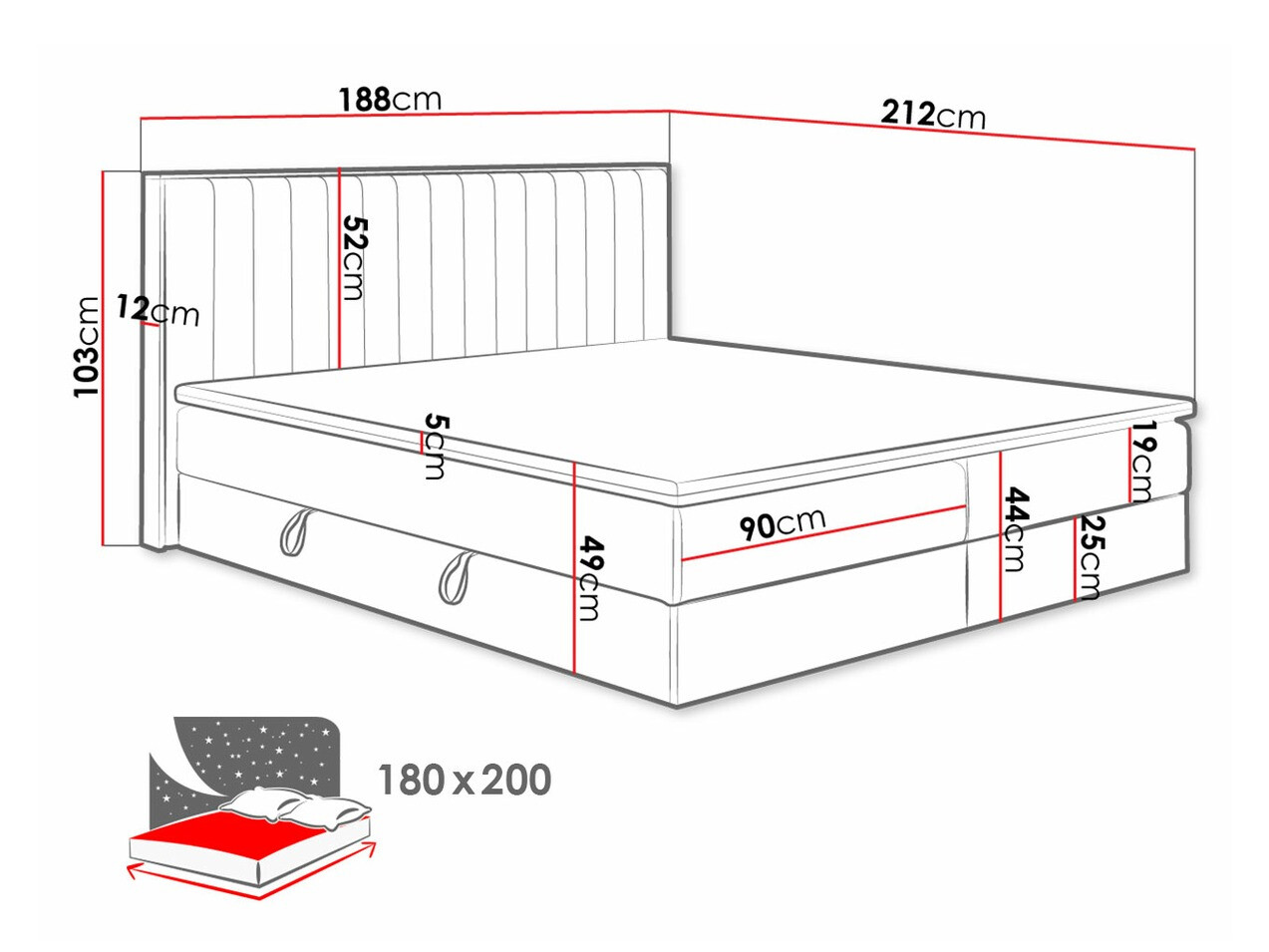 Boxspring krevet ComfiDream Odelra (Zlatni hrast + Soro 24)