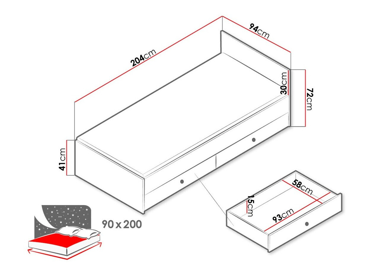 Krevet Almira 113 (Artisan hrast + Belo)