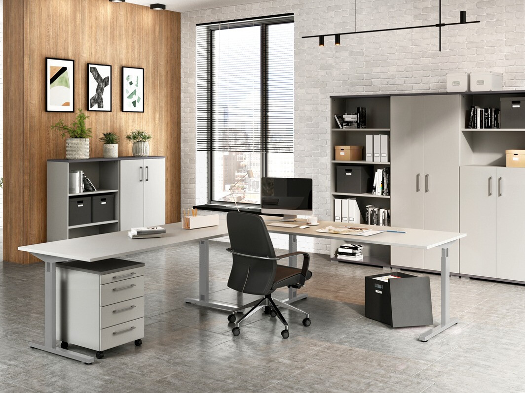 Kancelarijski sto Lartesi 106 (Svetloosiva + Grafit)