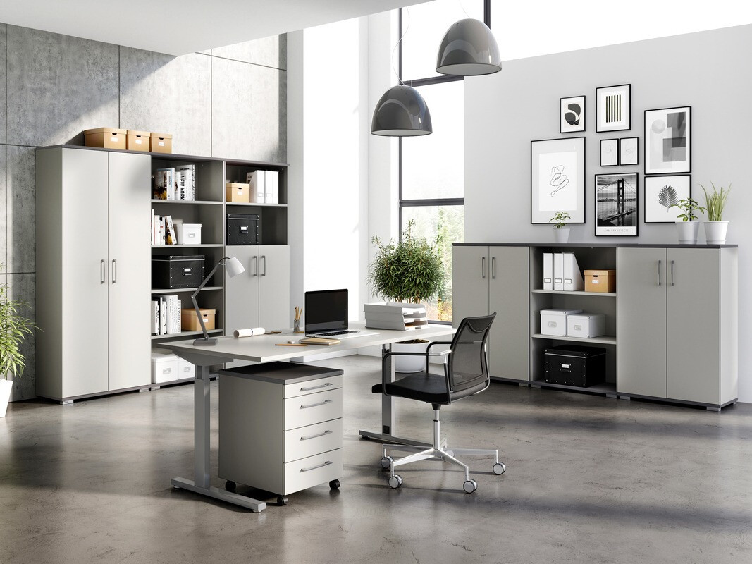 Kancelarijski sto Lartesi 106 (Svetloosiva + Graphite)