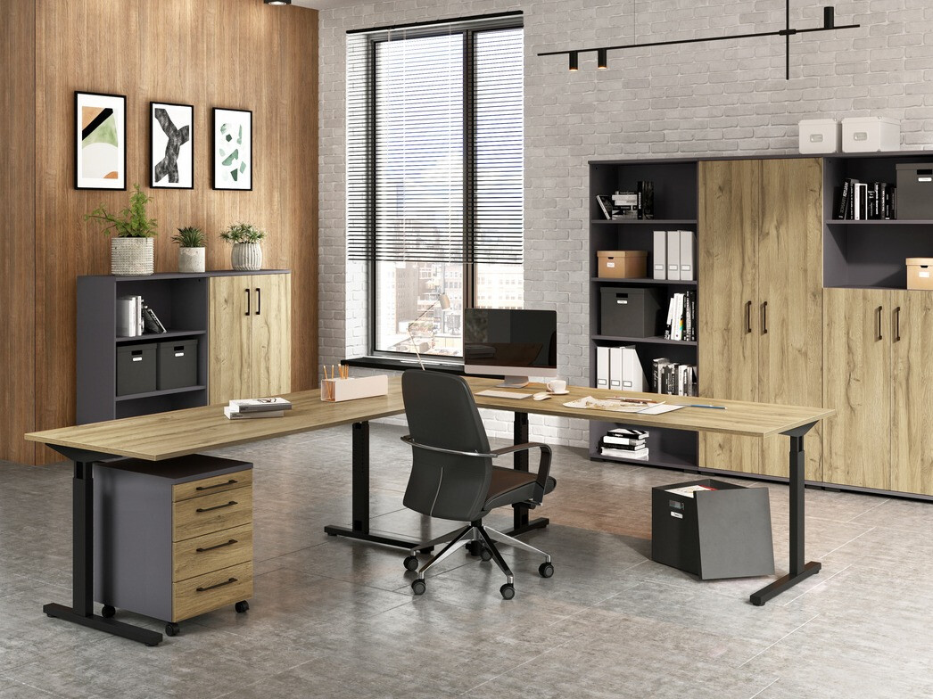 Kancelarijski sto Lartesi 106 (Unuk hrast + Crno)