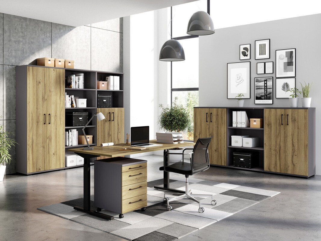 Kancelarijski sto Lartesi 106 (Unuk hrast + Crno)