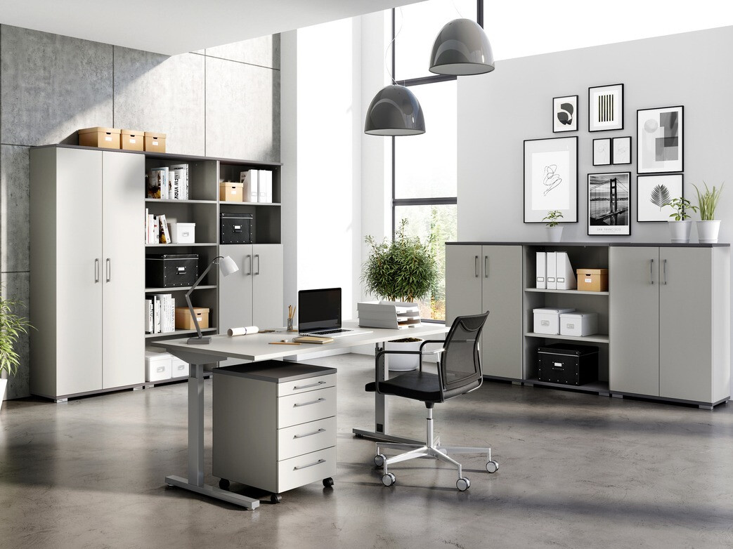 Kancelarijski sto Lartesi 107 (Svetloosiva + Graphite)