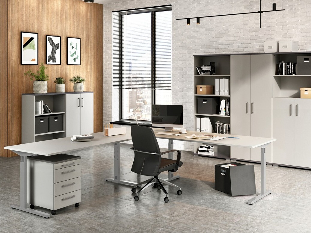 Kancelarijski sto Lartesi 107 (Svetloosiva + Graphite)