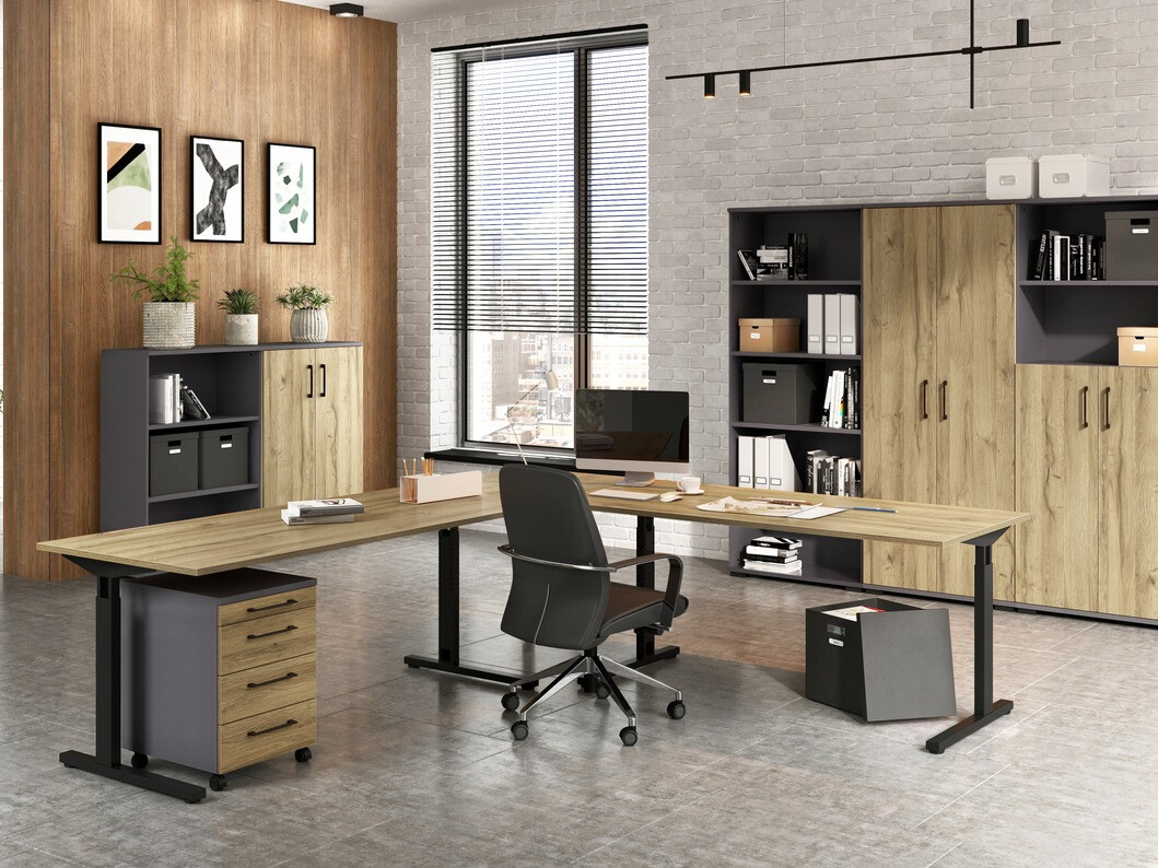 Kancelarijski sto Lartesi 107 (Unuk hrast + Crno)