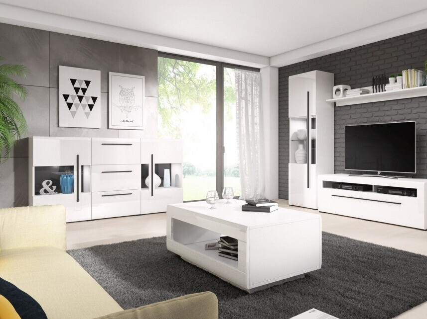 Komoda Ophsalu 107 (Belo + Sjajno belo)