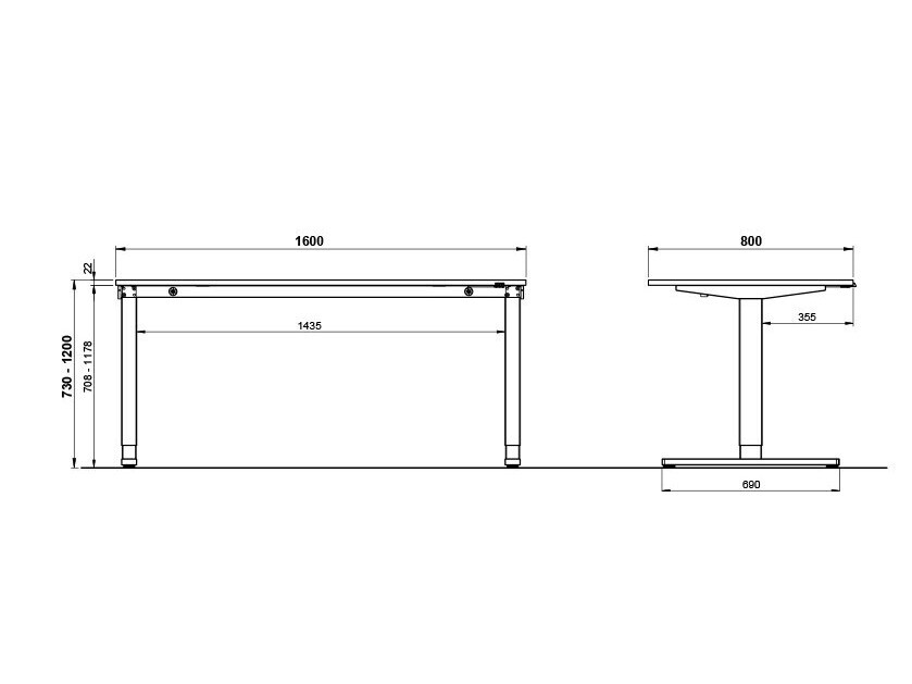 Sto sa podesivom visinom Eliromo 109 (Svetloosiva + Sivo)