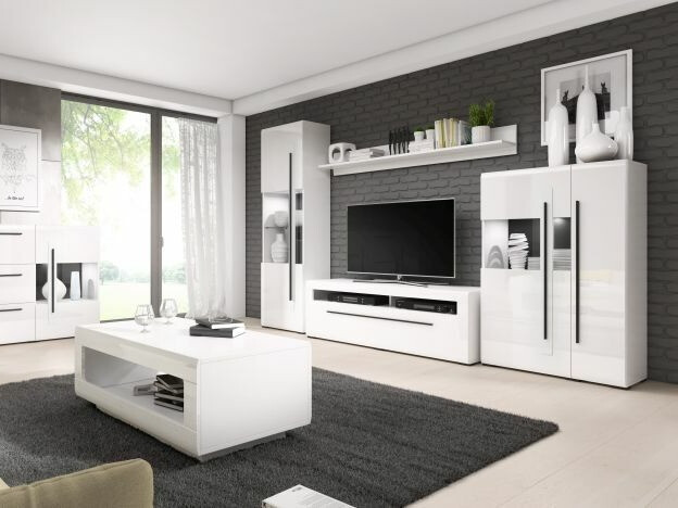 TV komoda Ophsalu 103 (Belo + Sjajno belo)