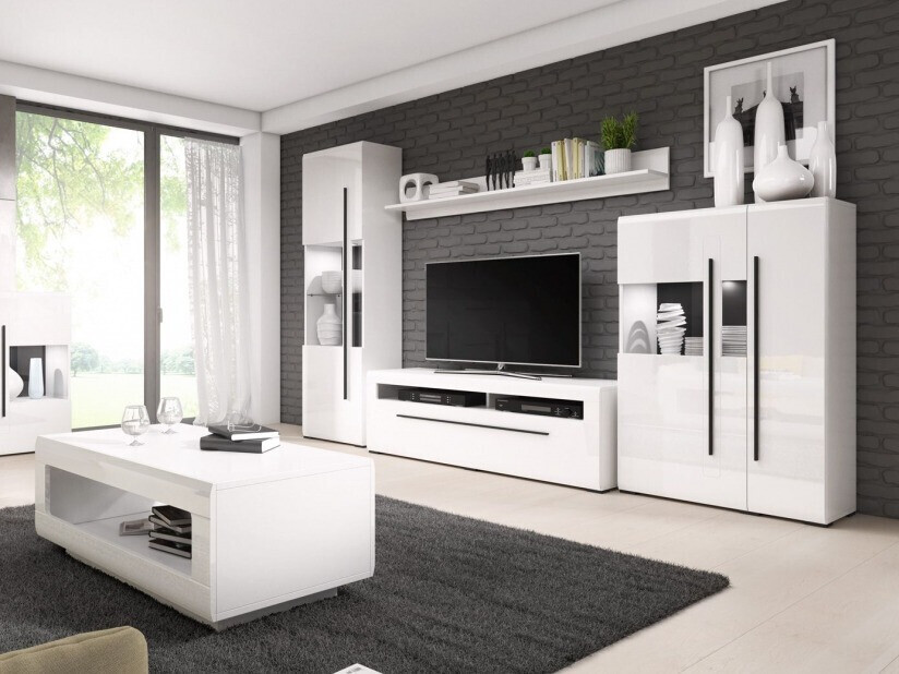 Zidna polica Ophsalu 101 (Belo + Sjajno belo)