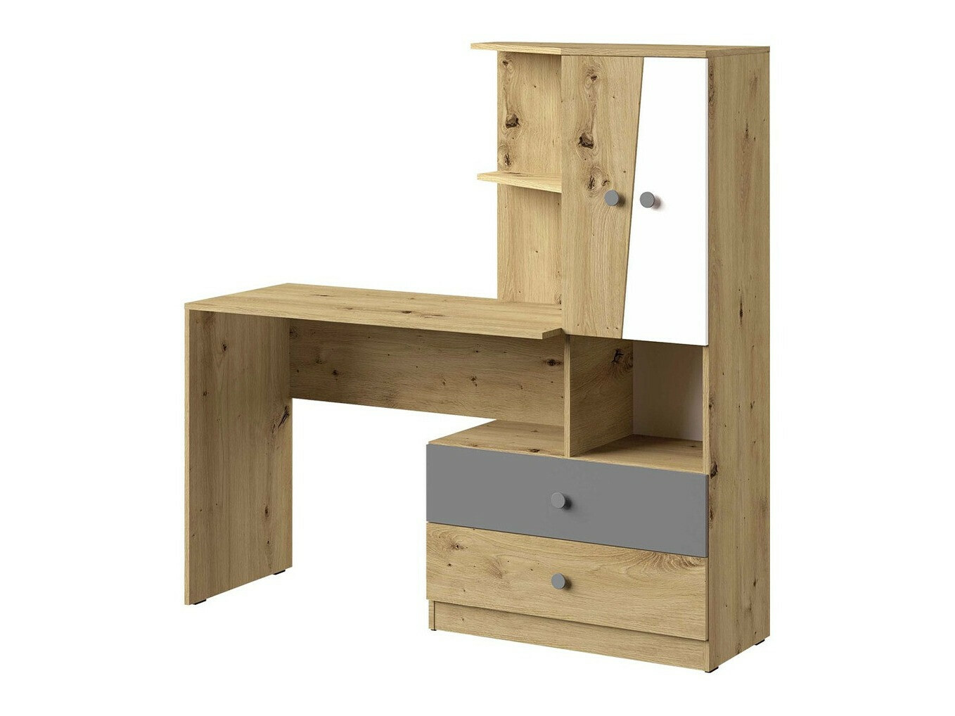 Kancelarijski sto Almira 110 (Zanatski hrast + Belo + Sivo)