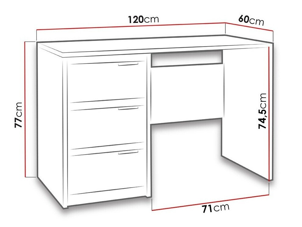 Kancelarijski sto Fivelbo 100 (Manastirski hrast + Crna visoki sjaj)
