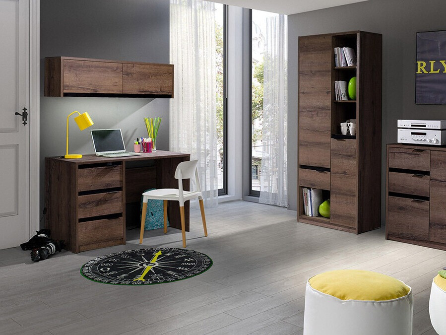 Kancelarijski sto Fivelbo 100 (Manastirski hrast + Sjajno crna)