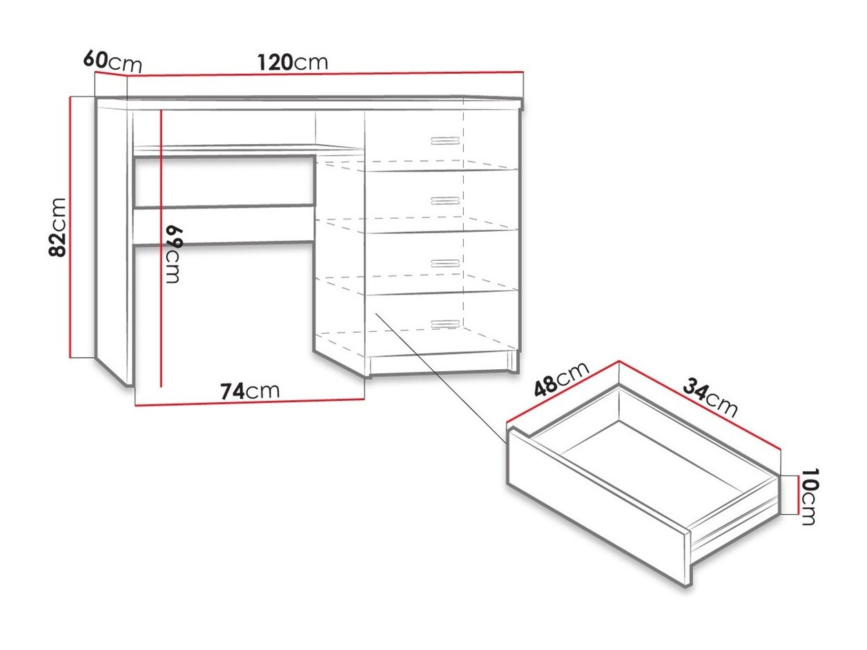 Kancelarijski sto Serfeno 114 (Kraft Belo)