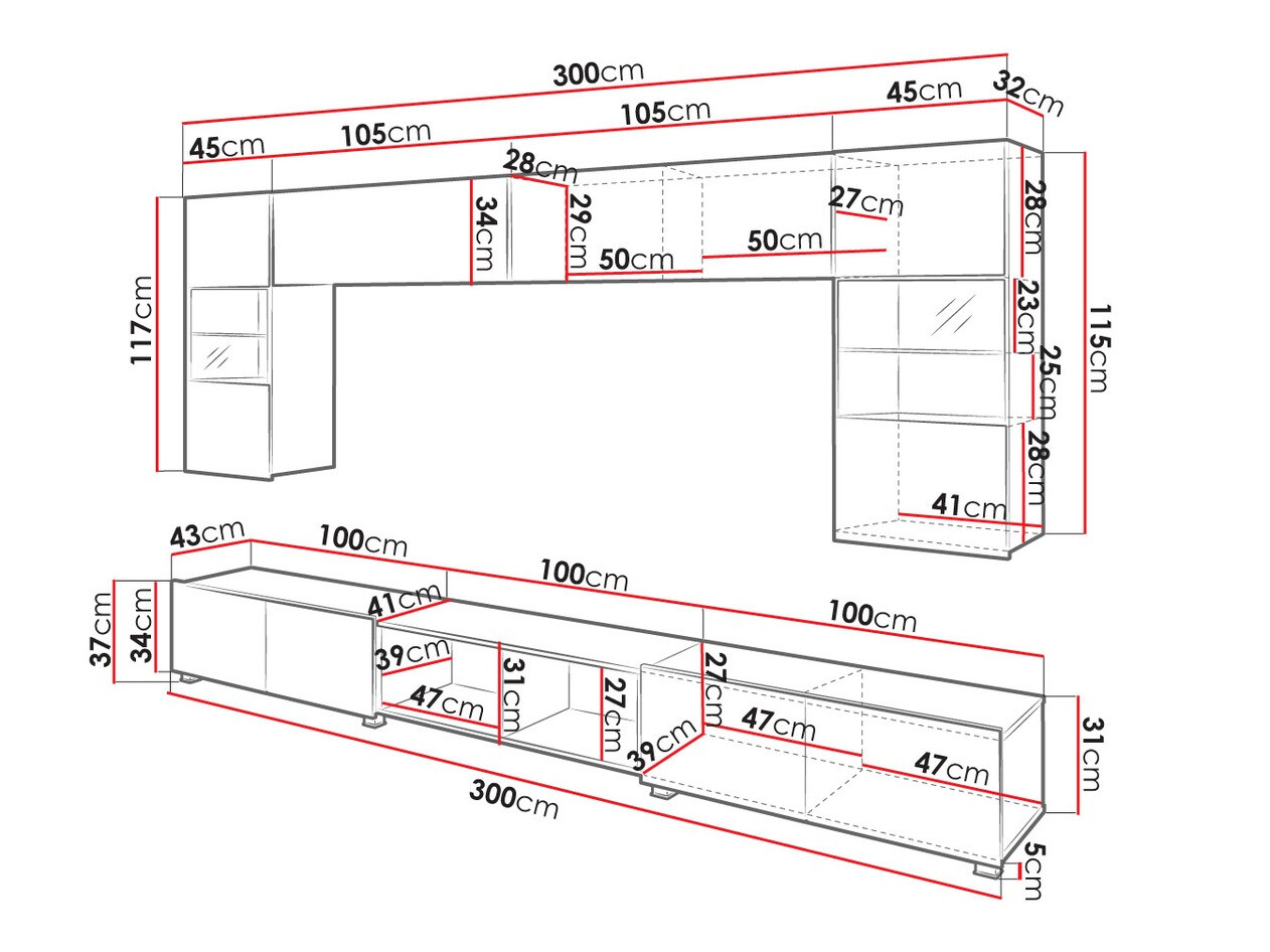 Set za dnevnu sobu Tivdalu 144 (Belo + Sjajno belo + Zlatni hrast)