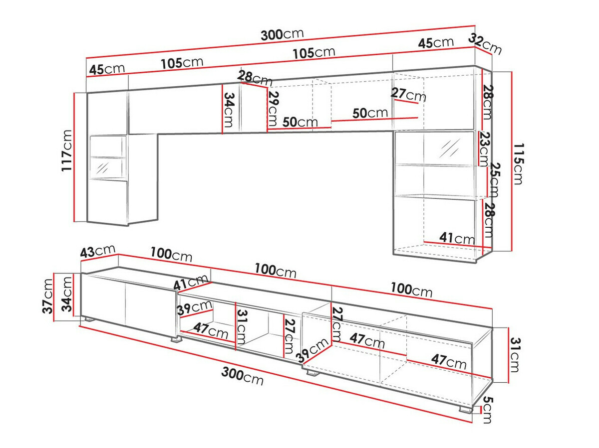 Set za dnevnu sobu Tivdalu 144 (Belo + Sjajno belo + Zlatni hrast)