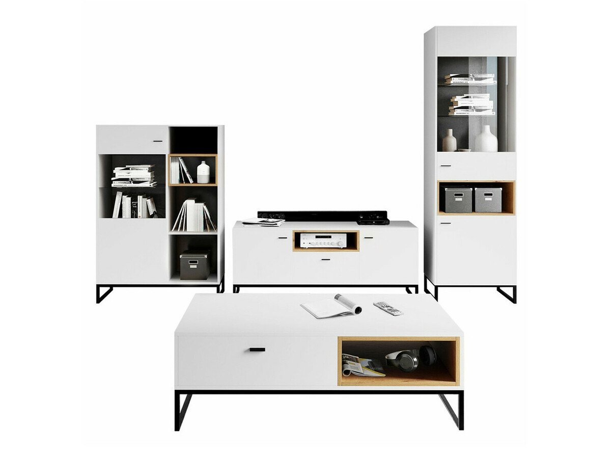 Set za dnevnu sobu Baltesi 108 (Belo + Zanatski hrast)