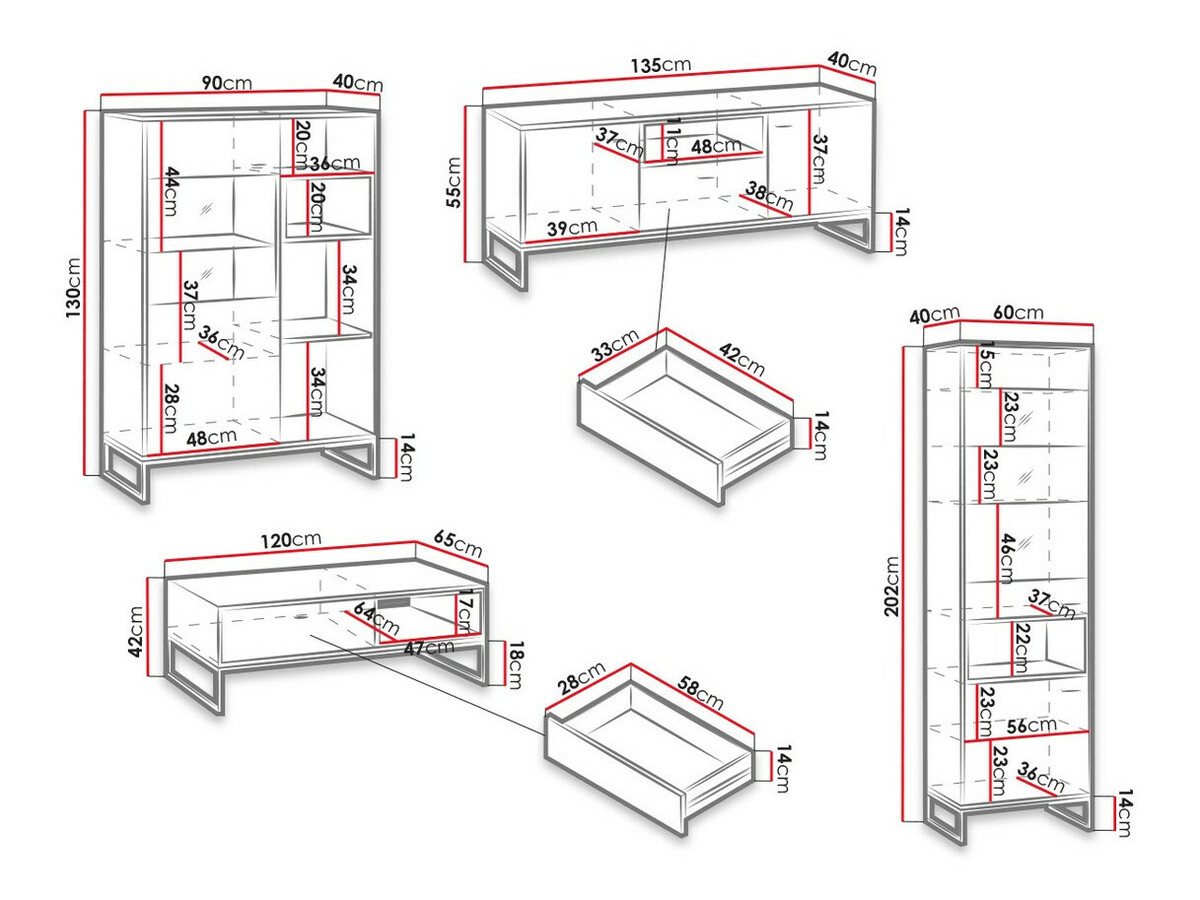 Set za dnevnu sobu Baltesi 108 (Belo + Zanatski hrast)