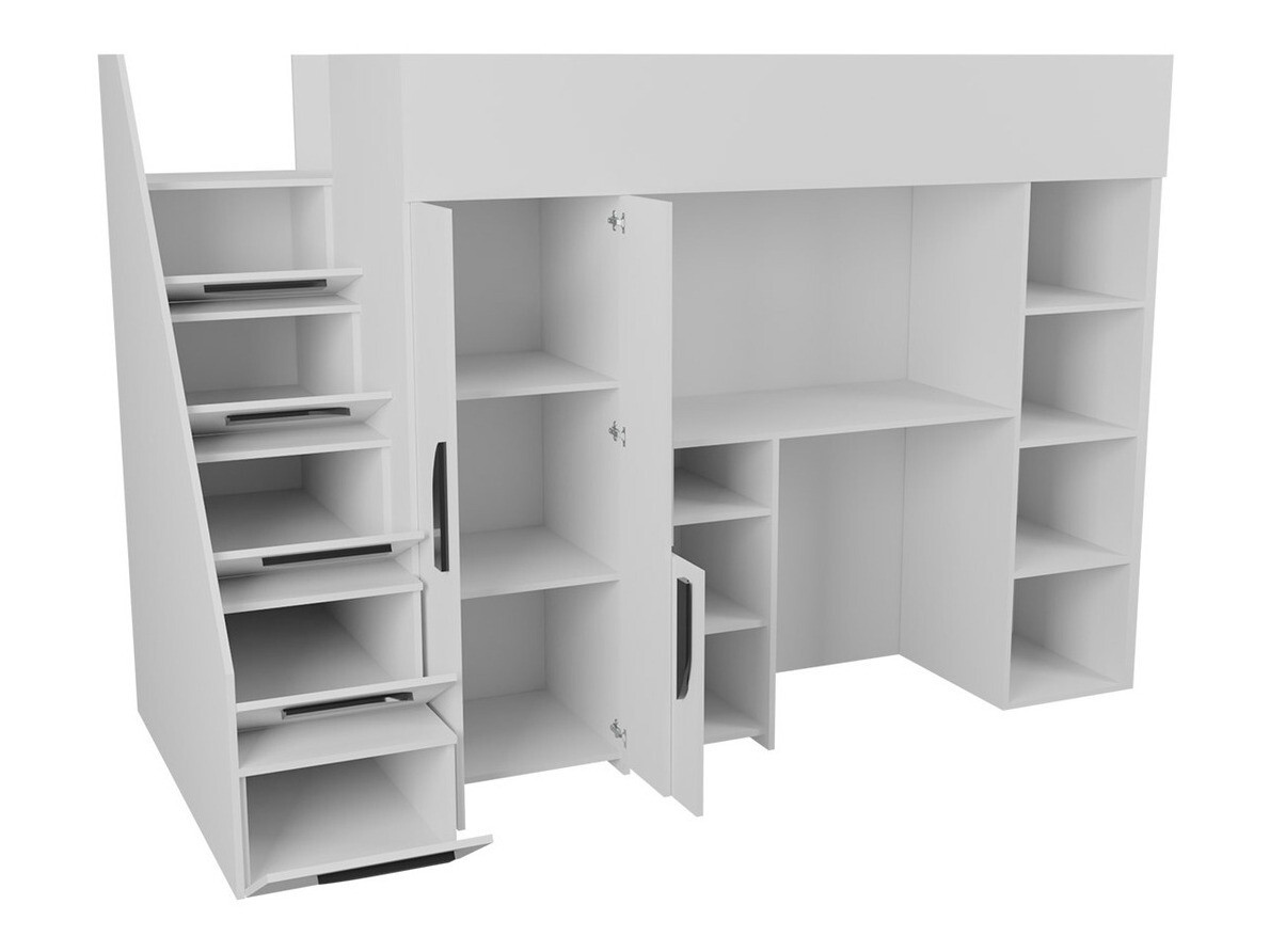 Izdignuti krevet Hartford 192 (Belo + Visoki sjaj Tirkizna + Sjajno belo)