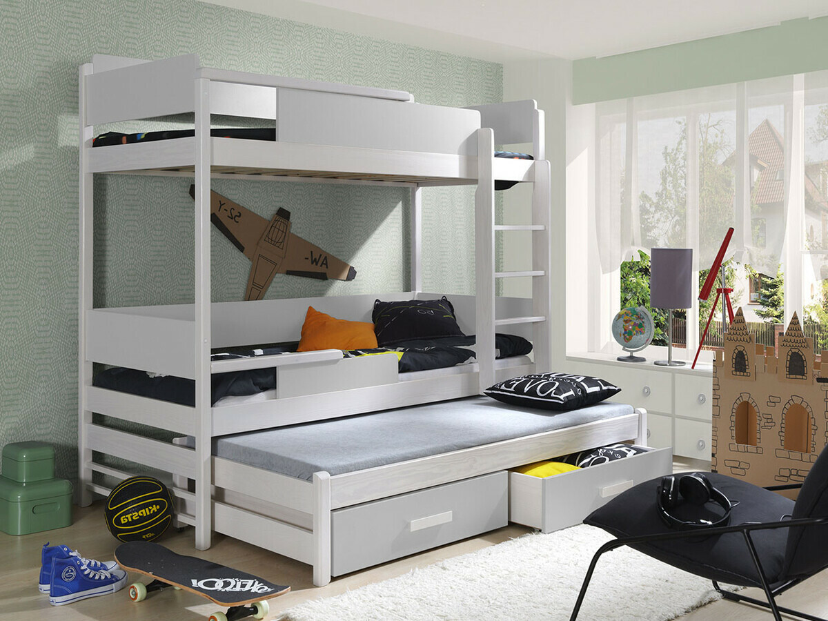 Krevet na sprat Henderson 114 (Belo + Sivo)