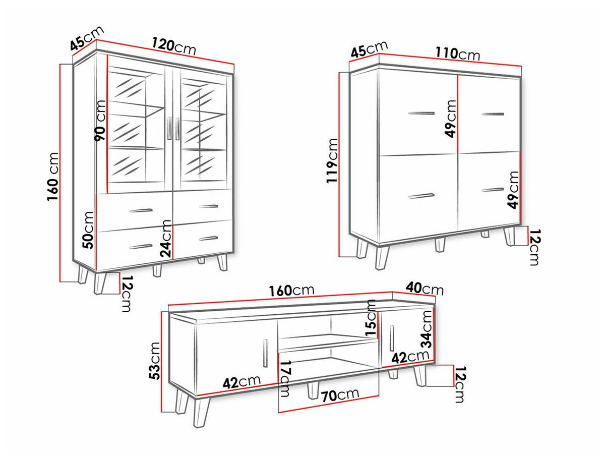 Set za dnevnu sobu Larfloi 113 (Belo + Sonoma hrast)