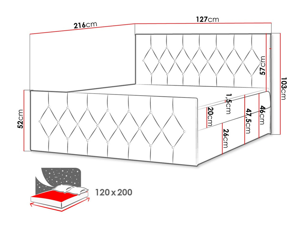 Boxspring krevet Baltimore 161 (Mikrofaza 05)