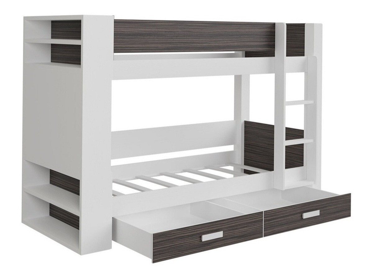 Krevet na sprat Henderson 141 (Belo + Tamno Zebrano)