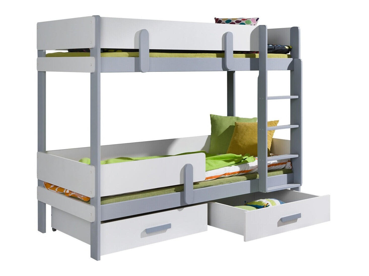 Krevet na sprat Henderson 144 (Belo + Sivo)